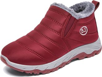 Generic Womens Walking Boots Flat Heel Slip On Ankle Boot Plush Lined Cosy Winter Shoes Slip Resistant Warm Casual Comfortable Short Boots Everyday Footwear