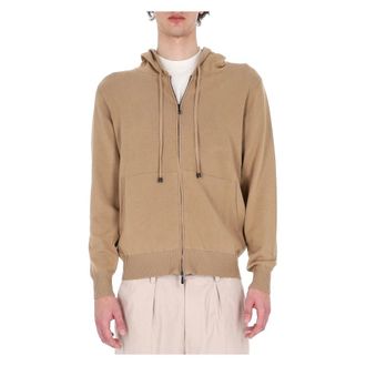 Drumohr Cardigans, male, Brown, Size: XL Cotton Hooded Sweatshirt