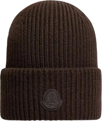 Moncler Berretto Tricot - Heren - Hoeden - Bruin - ONE Size - Leer - Accessoires