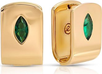 Ettika Marquise Stone Huggie Earrings in Green at Nordstrom