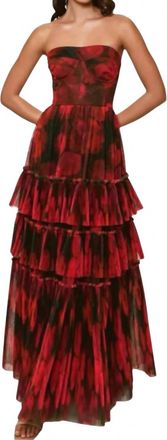 Hutch Womens Sisabella Strapless Tulle Gown In Brown / Red Floral