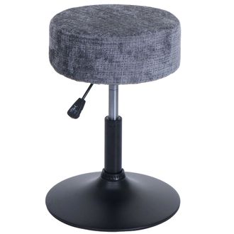 Hhg Taburete Giratorio 360&deg; Estilo Moderno Altura Regulable &Oslash; 37 Cm Tejido Chenilla Azul Base De Acero Negro 040009951