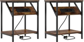 vidaXL Cajoneras de Noche 2 pcs Roble ahumado 38 x 30 x 48 cm Vidaxl