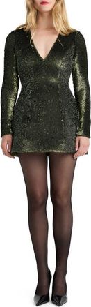 Bardot Eida Long Sleeve Hourglass Minidress in Khaki at Nordstrom, Size 10