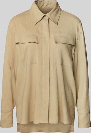 Marc Cain Regular Fit Bluse mit verdeckter Knopfleiste in Sand, Gr&ouml;&szlig;e 34