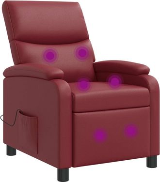 vidaXL Silla De Masajes Reclinable Rojo Vino Cuero Sint&eacute;tico Vidaxl