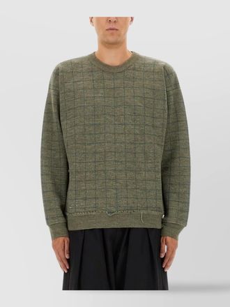 Maison Margiela checked knit sweater crew neck style