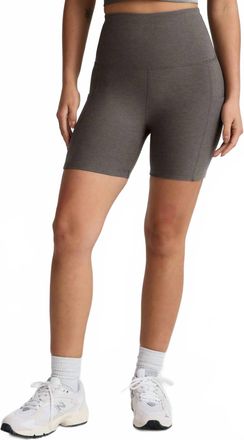 Beyond Yoga Spacedye Keep Pace Biker Shorts In True Gray Heather