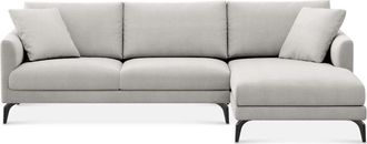 Castlery Lena Chaise Sectional Sofa Right Facing Customized, Performance Fleece, Medium Grey, Matte Black Legs, Spill Resistant, Removable Covers for Castlery