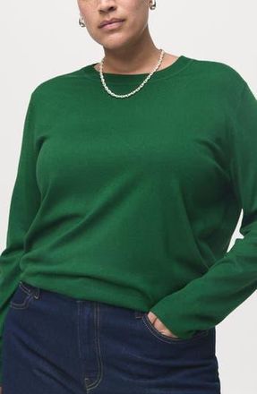 Mango Fine Knit Crewneck Sweater in Dark Green at Nordstrom Rack, Size Large