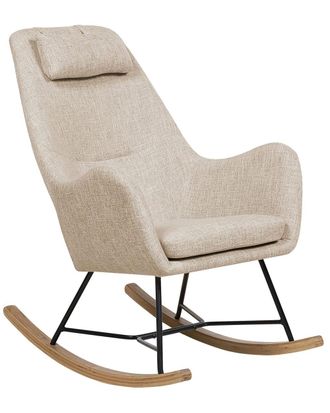 Beliani Silla mecedora tela beige claro