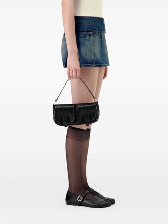 Coperni panelled denim mini straight skirt - Blue