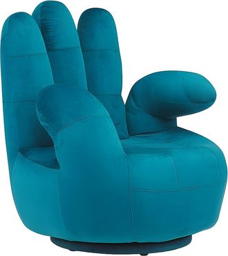 Vente-Unique Sillón con forma de mano pivotante CATCHY de terciopelo - Verde azulado