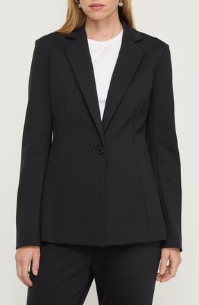 Lafayette 148 New York Fitted Neoprene Blazer in Black at Nordstrom, Size 12