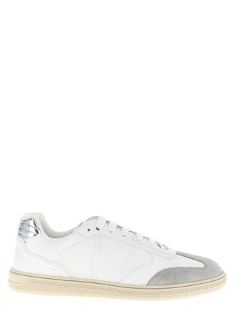 Versace White Calfskin Low Top Mens Sneakers