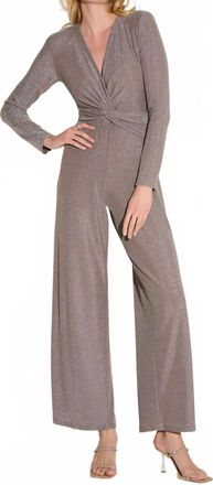 Joseph Ribkoff Sparkling Wide Leg Jumpsuit In Taupe