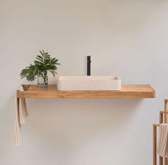 Sklum Conjunto De Mueble De Ba&ntilde;o 130x45 Cm Suspendido En Madera De Teca Neill Sklum