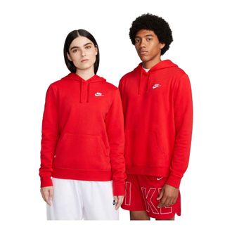 Nike WOMENS NIKE SPORTSWEAR CLUB FLEECE PULLOVER HOODIE_UNIVERSITY RED/WHITE