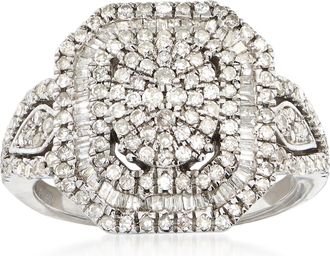 Ross-Simons Round and Baguette Diamond Multi-Level Ring in Sterling Silver