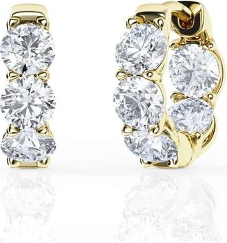Grown Brilliance 2 Carat Lab Grown Inside Out Diamond Huggie Hoop 14K Yellow Gold