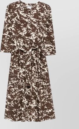 Max Mara cotton band collar three-quarter sleeve midi dress