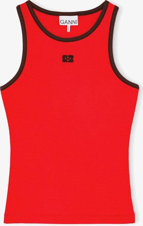 Ganni Red Tank Top in - Size XXS Organic Cotton