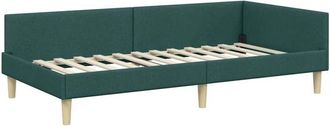 vidaXL Corner Bed Frame with Headboard Dark Green 90 x 190 cm Fabric vidaXL