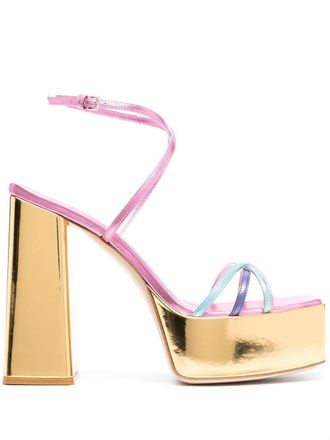 Haus Of Honey 135mm metallic platform sandals - women - Calf Leather/Calf Leather/Calf Leather/Rubber - 37.5 - Pink