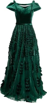 Saiid Kobeisy Beaded Tulle Skirt With Velvet Bodysuit