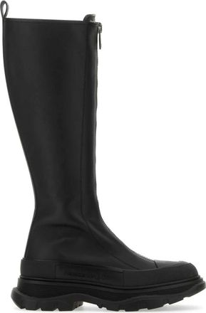 Alexander McQueen Zwarte Zip Tread Slick Leren Laarzen - Dames - Hoge Laarzen - Zwart - 38 EU - Leer - Schoenen