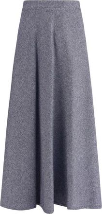 Sara Roka Elegante Wijdvallende Midi Rok - Dames - Midirokken - Blauw - S - Katoen - Rokken