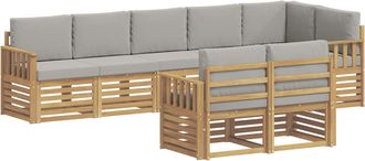 vidaXL Conjunto De Sof&aacute;s De Exterior 8 Uds. Blanco Y Gris Claro Vidaxl