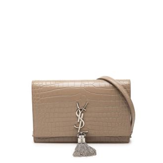 Saint Laurent Pre-owned Saint Laurent Small Croc Embossed Leather Monogram Kate Tassel Crossbody Ladies S2MCW990GLLJ4DXA
