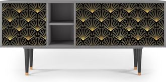 StoryZ Mueble de TV negro 3 puertas L 150 cm