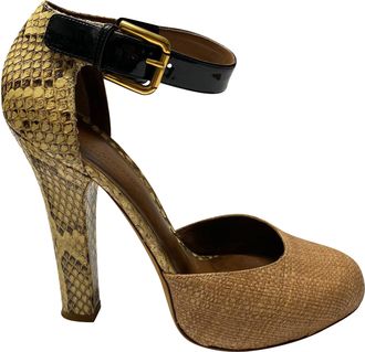 Dolce & Gabbana Pre-owned Womens & Animal Print DOrsay Pumps in Beige Leather - Size EU 40