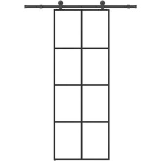 vidaXL Vidaxl - Puerta Corredera Con Set Herrajes Vidrio Esg Aluminio 76x205 Cm