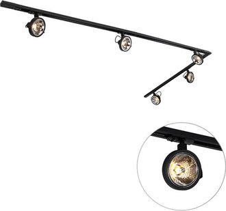 QAZQA Modern Track Lighting with 5 Black Spotlights 1-Phase - Iconic Go