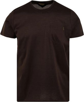 Moorer Mak&ograve; 80/2 T-shirt met ronde hals - Heren - T-shirts - Bruin - M - Katoen - Tops