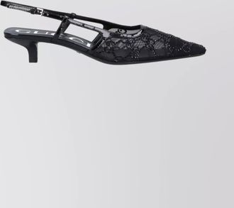 Gucci crystal-embellished mesh slingback pumps