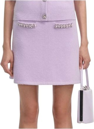 Self Portrait Textured A-Line Mini Rok - Dames - Korte rokken - Paars - M - Rokken