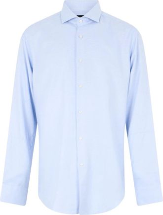 HUGO BOSS Camicia formale regular-fit in cotone strutturato - - Shirts - Uomo - Blu - 3XL