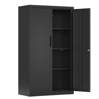 Songmics Armario de almacenamiento con 2 puertas de acero de color negro