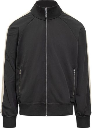 Palm Angels Black Stripes Mock Collar Sweatshirt