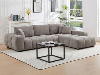 Vente-Unique Sof&aacute; rinconera derecha de tela gris BERENIA