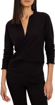 Nic+Zoe Henley Ruffle Sweater in Black Onyx at Nordstrom, Size Xx-Large