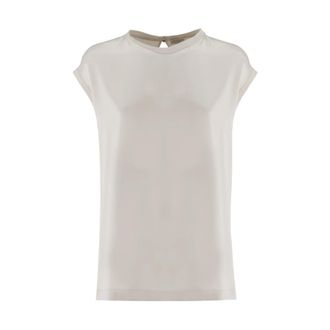 Brunello Cucinelli Silk Satin Crew Neck Top - female - Brunello Cucinelli - T-Shirts - White - L - Tops