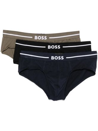 BOSS Set di tre slip con logo - Nero