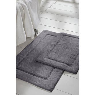 Modern Threads Solid Loop Non-Slip Bath Mat 2-Piece Set in Charcoal at Nordstrom Rack
