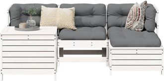 vidaXL Juego De Sof&aacute;s De Jard&iacute;n 5 Piezas Madera Maciza De Pino Blanco Vidaxl