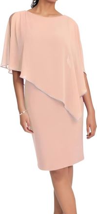Joseph Ribkoff Chiffon Cape Diamante Trim Dress In 3647 - Rose